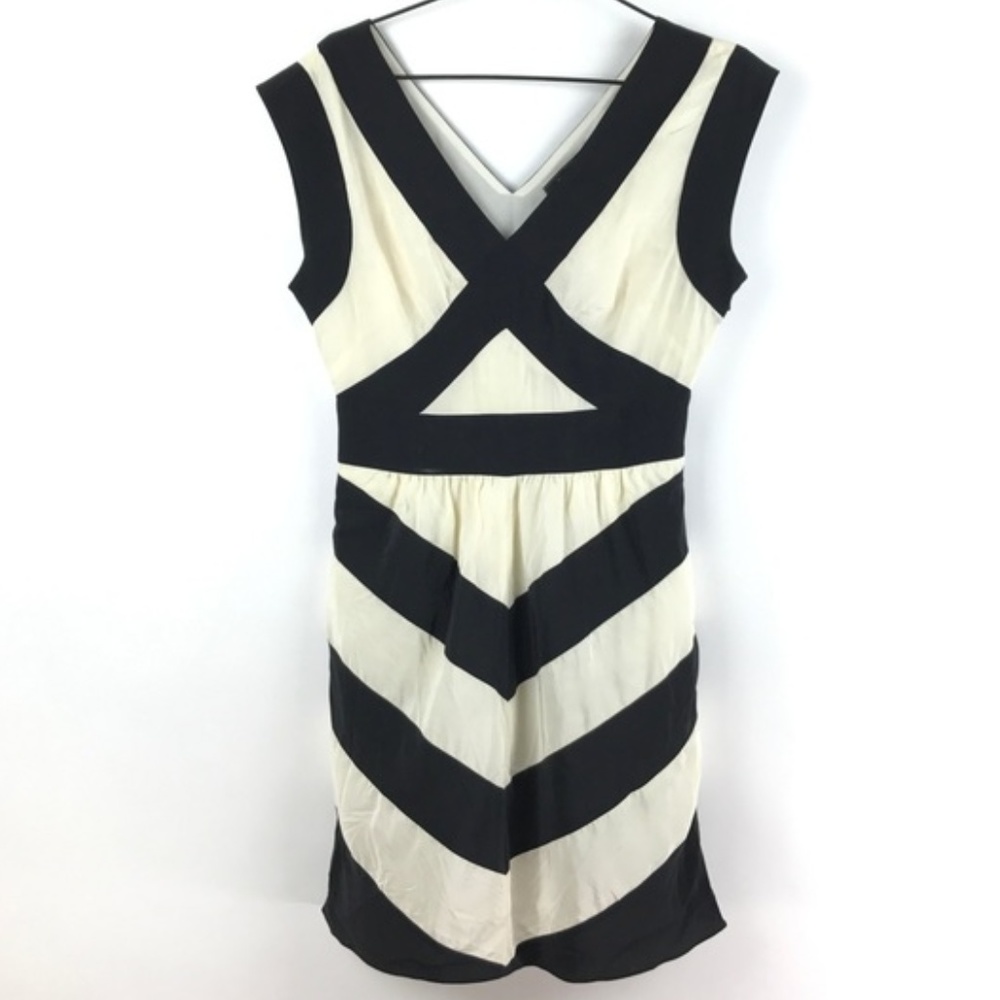 BCBGMaxAzria Ivory Stripe Silk Dress